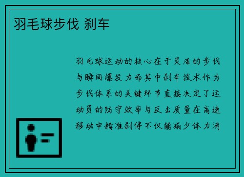 羽毛球步伐 刹车